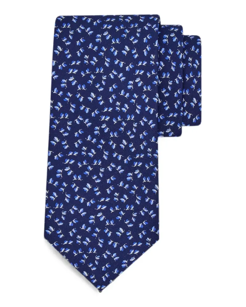 Ferragamo Seidenkrawatte mit Libellen-Print - Blau Blau