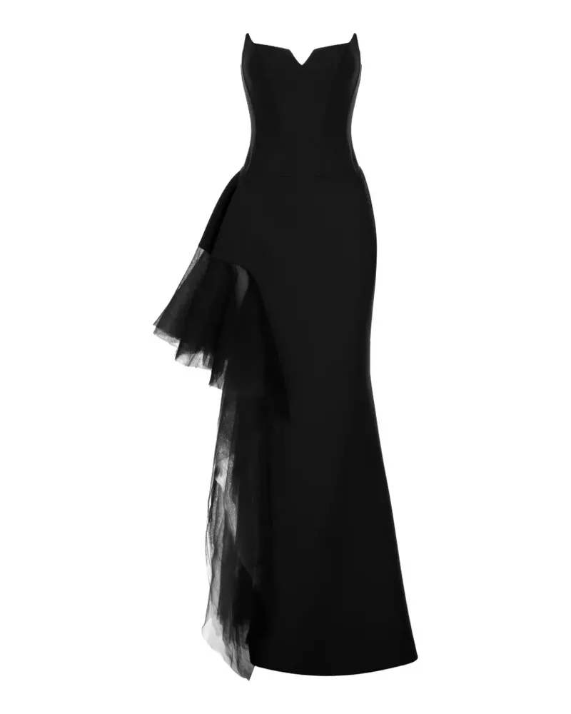 V:PM ATELIER Gerüschtes Tulip Maxikleid - Schwarz Schwarz