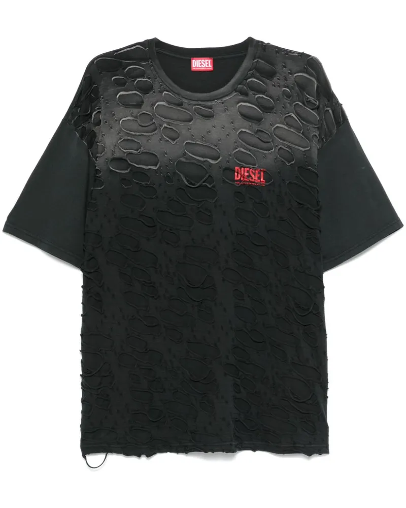 Diesel Geripptes T-Shirt - Schwarz Schwarz