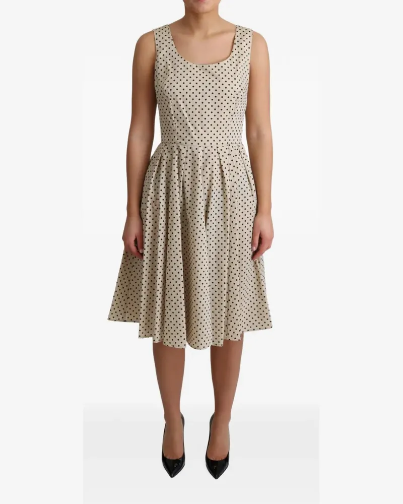 Dolce & Gabbana polka-dot flared midi dress - Nude Nude