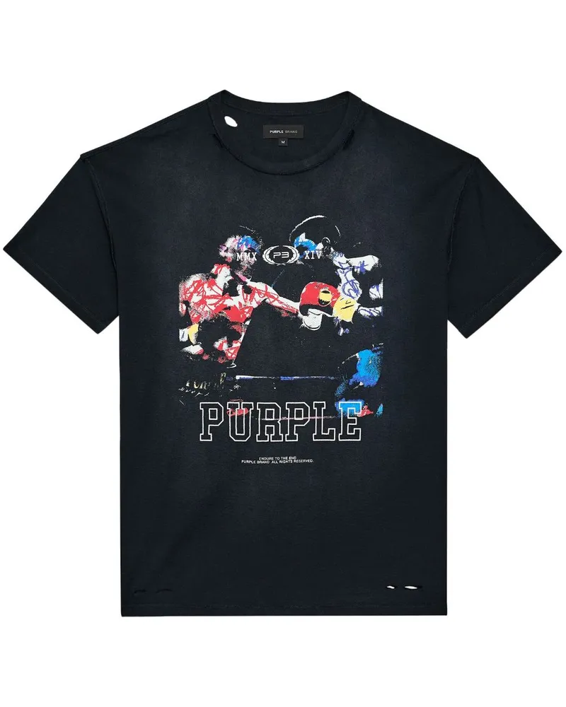 PURPLE BRAND T-Shirt mit grafischem Print Schwarz