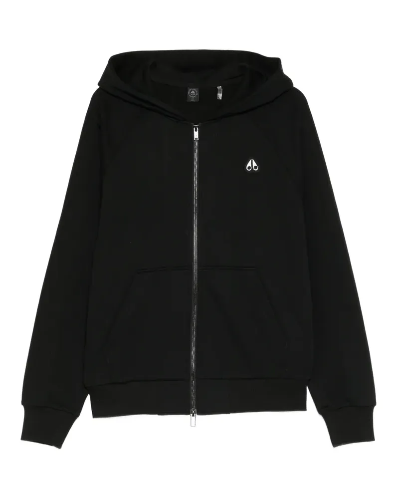 Moose Knuckles Kapuzenjacke mit Logo-Patch - Schwarz Schwarz