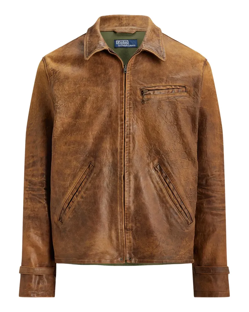 Ralph Lauren zip sheepskin bomber jacket - Braun Braun