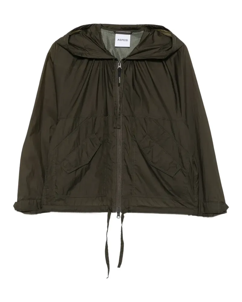 ASPESI drawstring-hooded zip-up jacket - Grün Grün