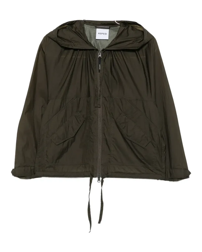 ASPESI drawstring-hooded zip-up jacket - Grün Grün