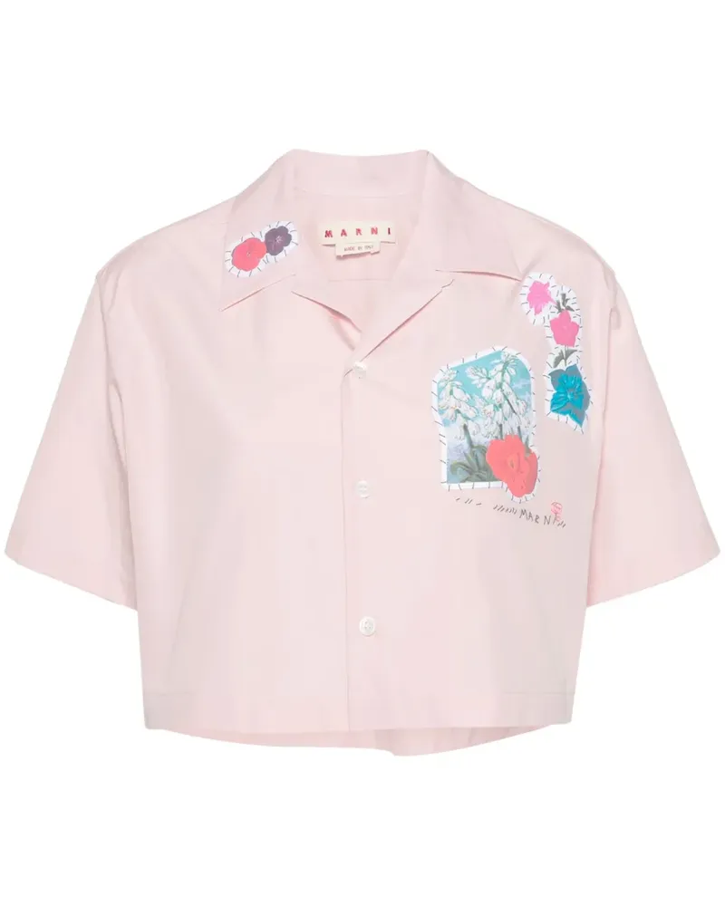 Marni Cropped-Hemd mit Blumen-Patch - Rosa Rosa