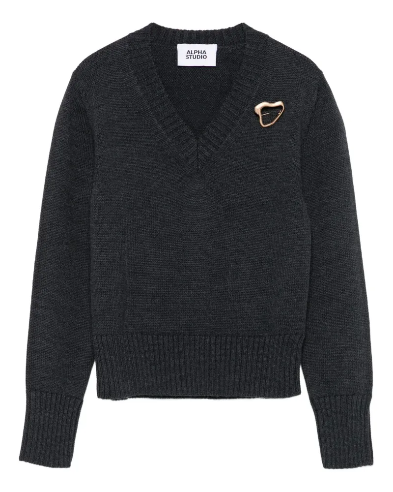 Alpha Studio Pullover mit V-Ausschnitt - Grau Grau