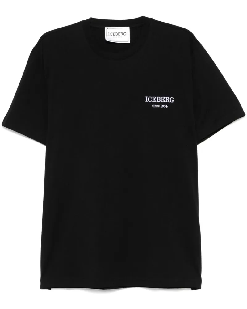 Iceberg T-Shirt mit Logo-Stickerei - Schwarz Schwarz