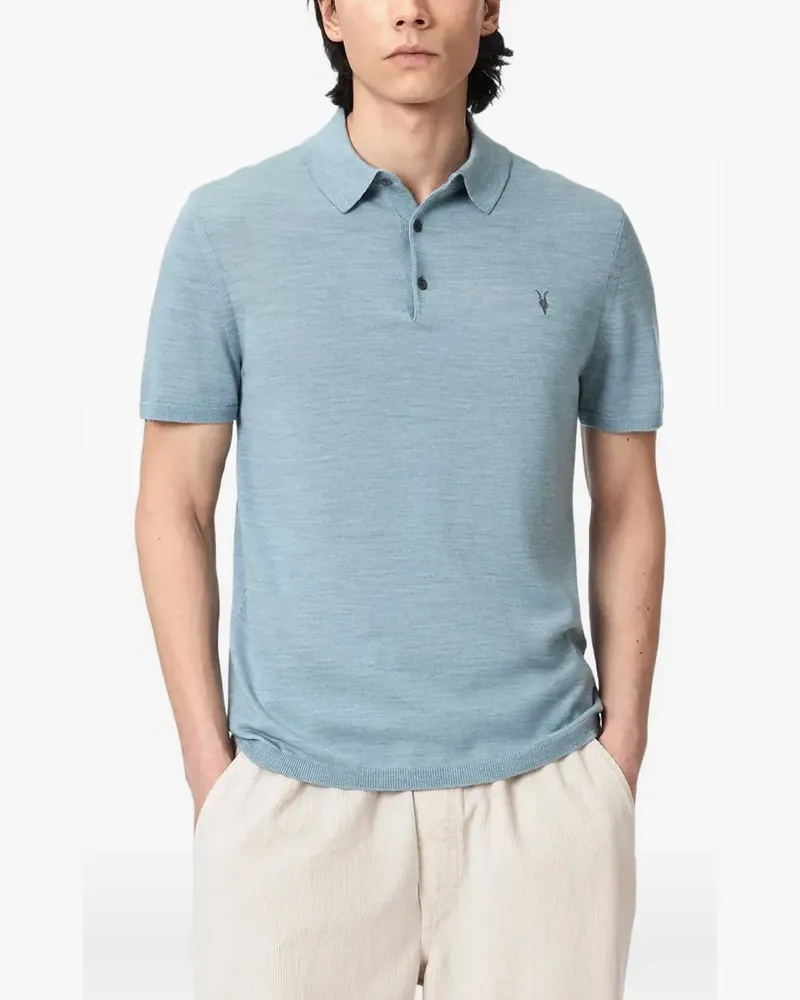 AllSaints Mode merino short-sleeve Ramskull polo shirt - Blau Blau