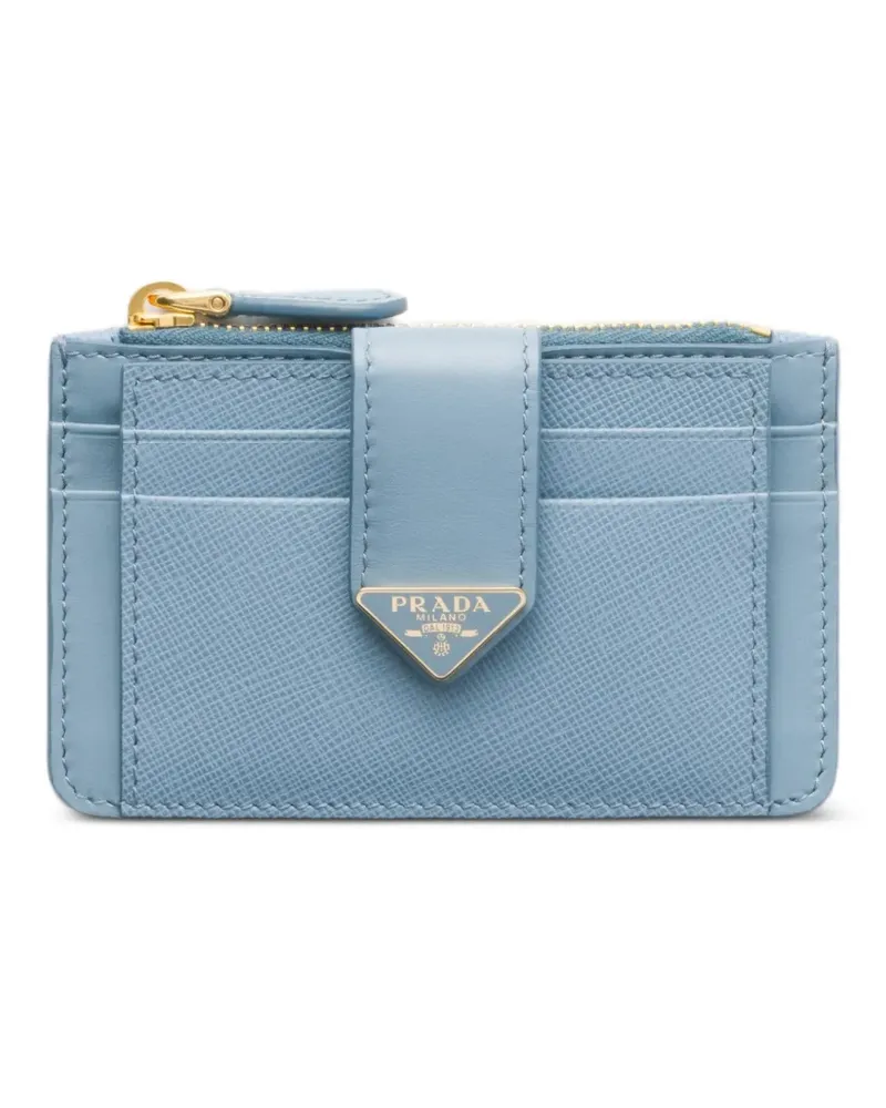 Prada Saffiano and smooth leather card holder - Blau Blau