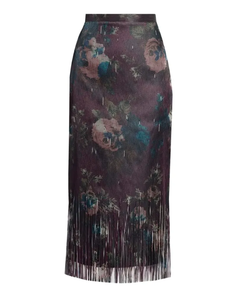 Erdem Flora fringe-jacquard skirt - Violett Violett