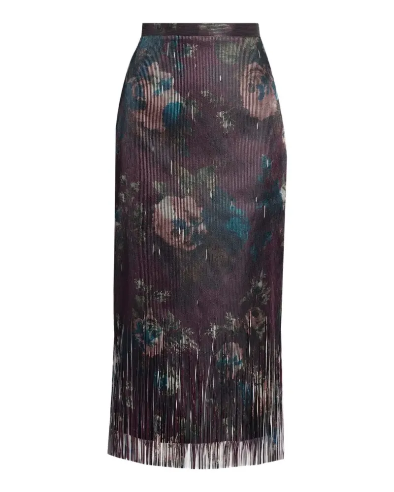 Erdem Flora Jacquard-Rock mit Fransen - Violett Violett