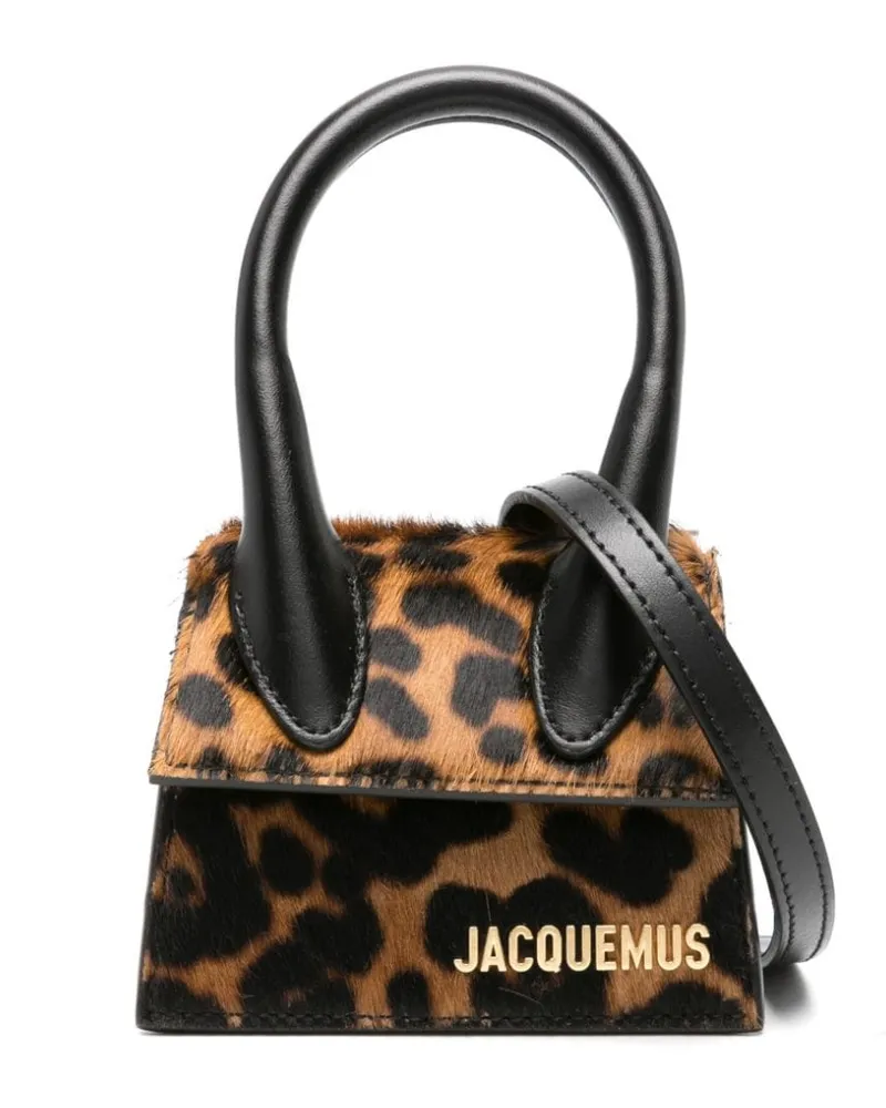 Jacquemus Le Chiquito Mini-Tasche mit Geparden-Print Braun