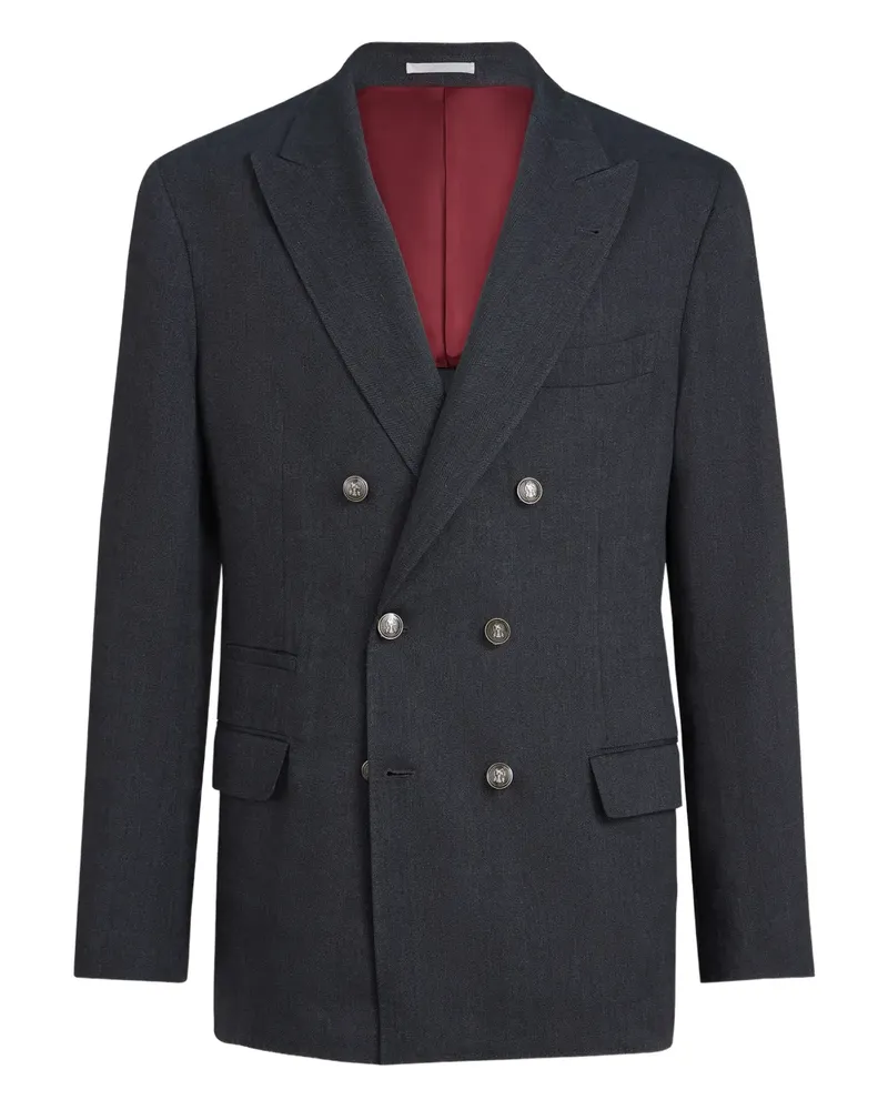 Brunello Cucinelli chevron double-breasted blazer - Grau Grau
