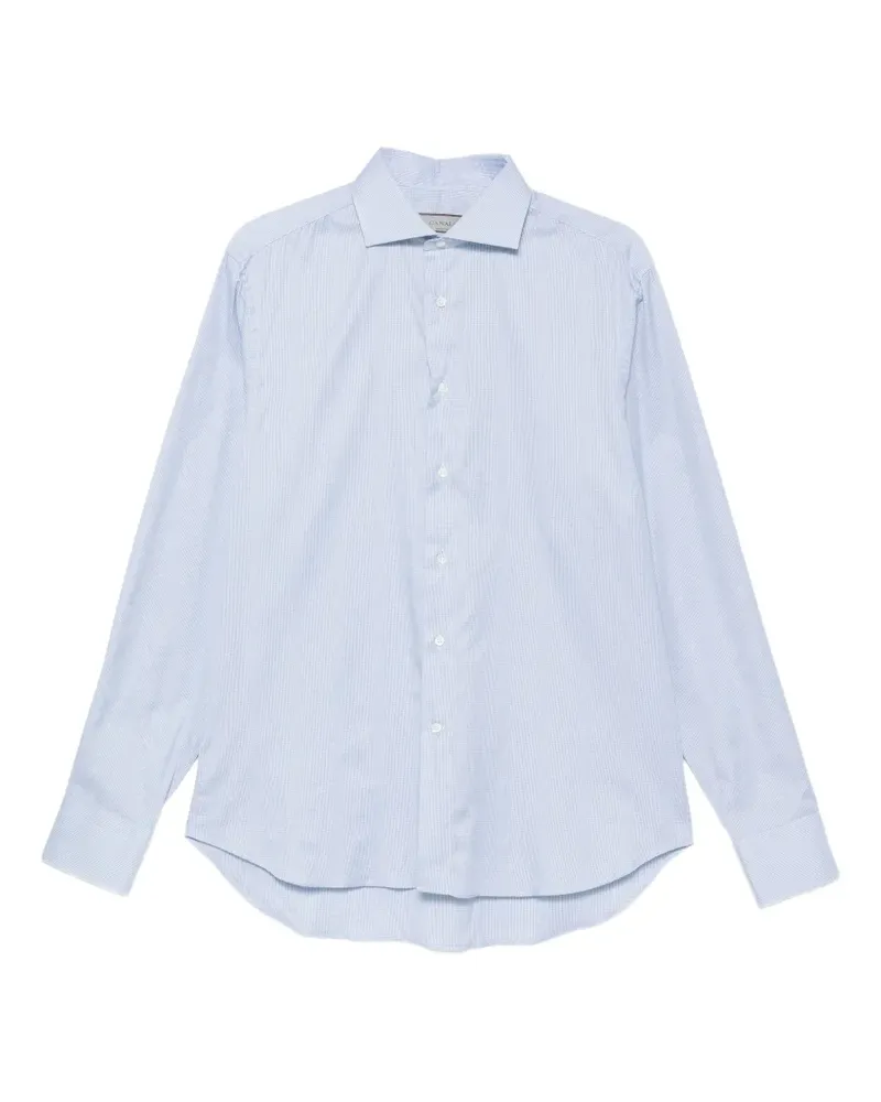 Canali Hemd mit Mikro-Karomuster - Blau Blau