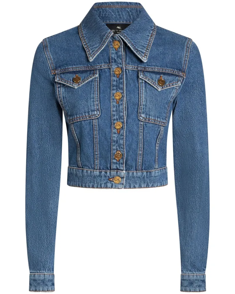 Etro Jeanshemd mit Pegaso-Stickerei Blau