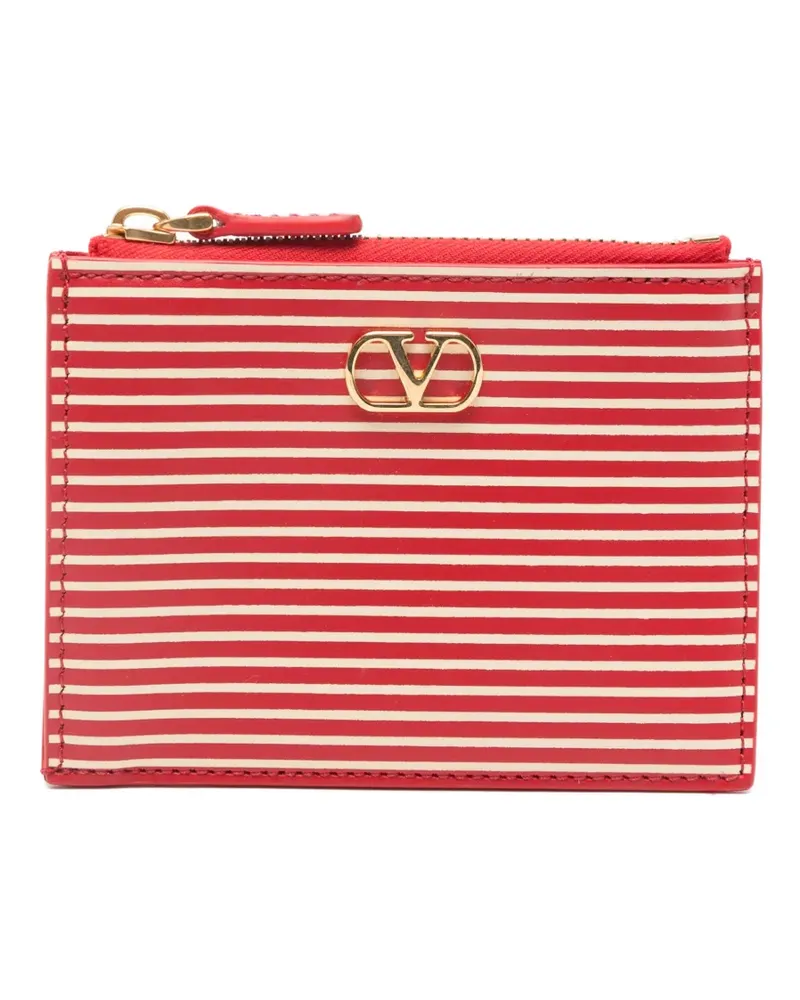 Valentino Garavani Gestreiftes Kartenetui mit Logo - Rot Rot
