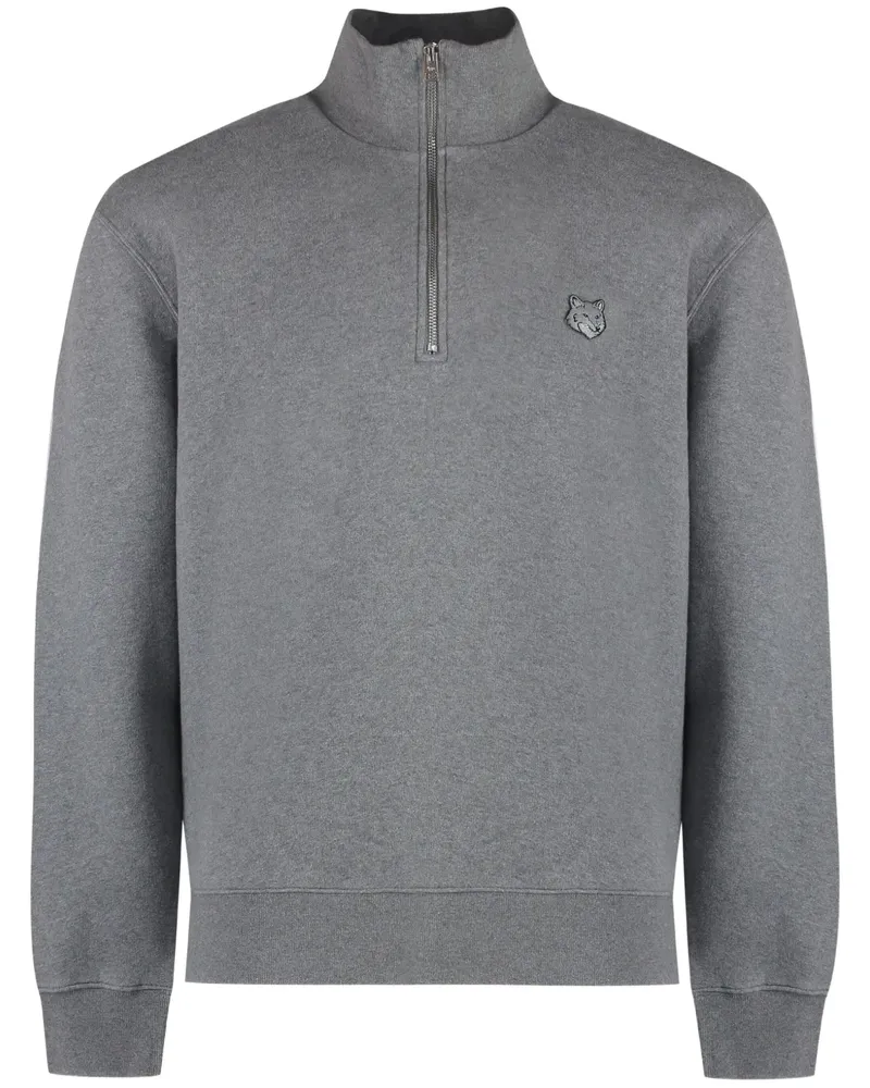 Kitsuné Sweatshirt mit Fuchs-Applikation - Grau Grau