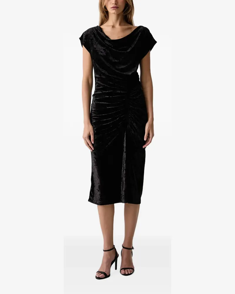 DKNY ruched crushed-velvet midi dress - Schwarz Schwarz