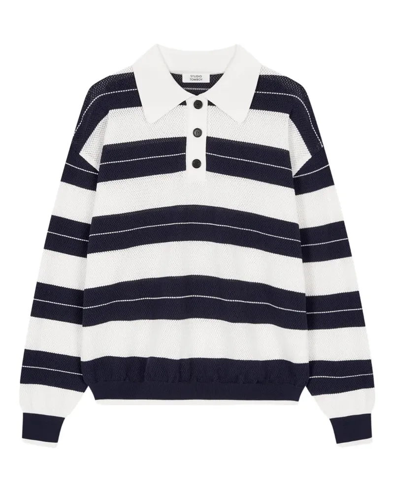 STUDIO TOMBOY Gestreiftes Poloshirt - Blau Blau
