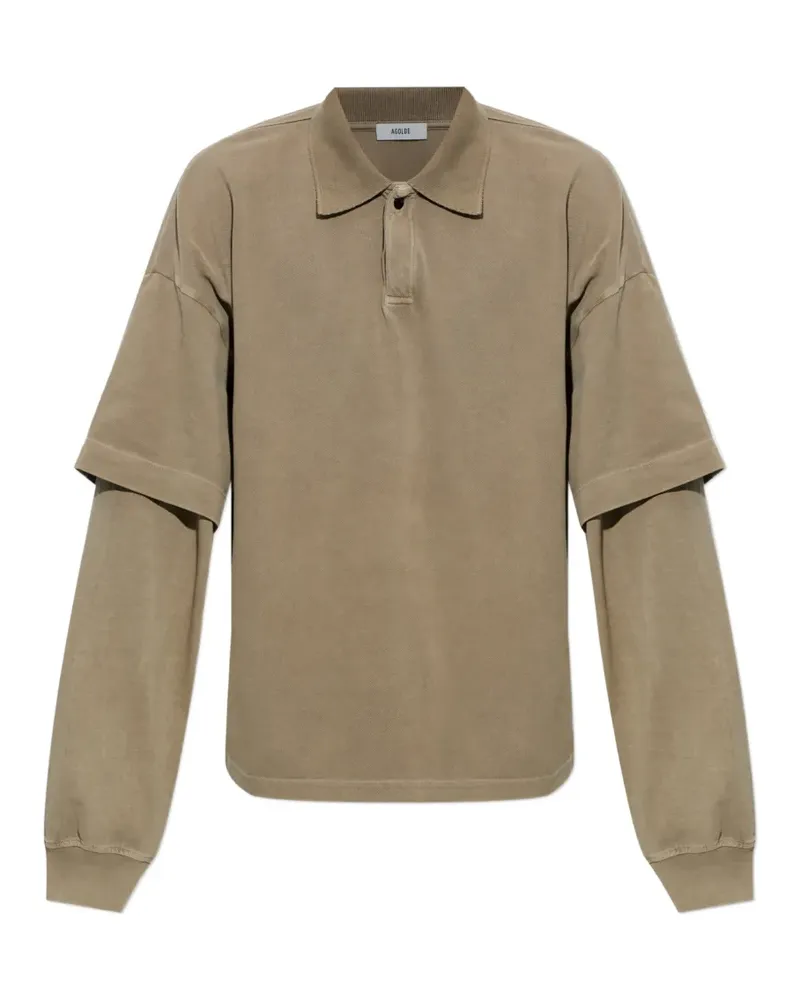 AGOLDE layered-sleeve polo shirt - Nude Nude