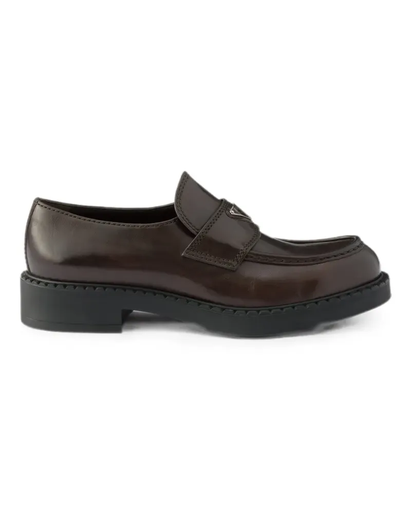 Prada Chocolate aged leather loafers - Braun Braun
