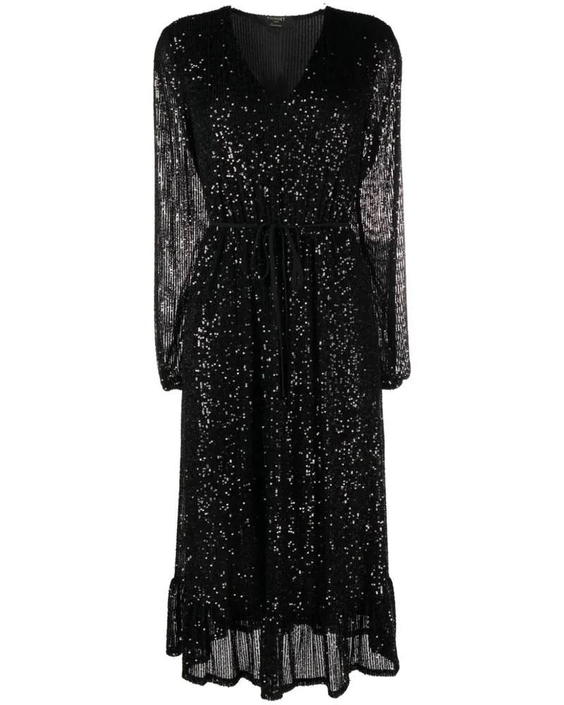 Twin-Set Midikleid mit Pailletten - Schwarz Schwarz
