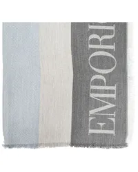 Emporio Armani Gestreifter Schal mit Jacquard-Logo Grau