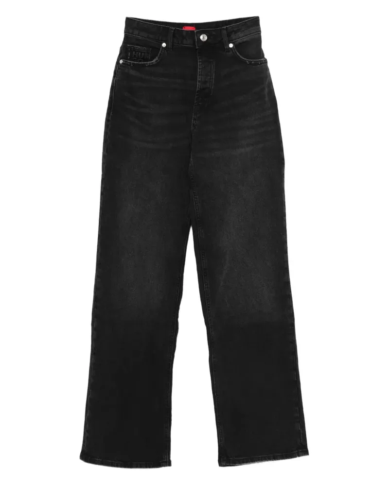 HUGO BOSS Gerade Jeans mit Logo-Patch - Schwarz Schwarz