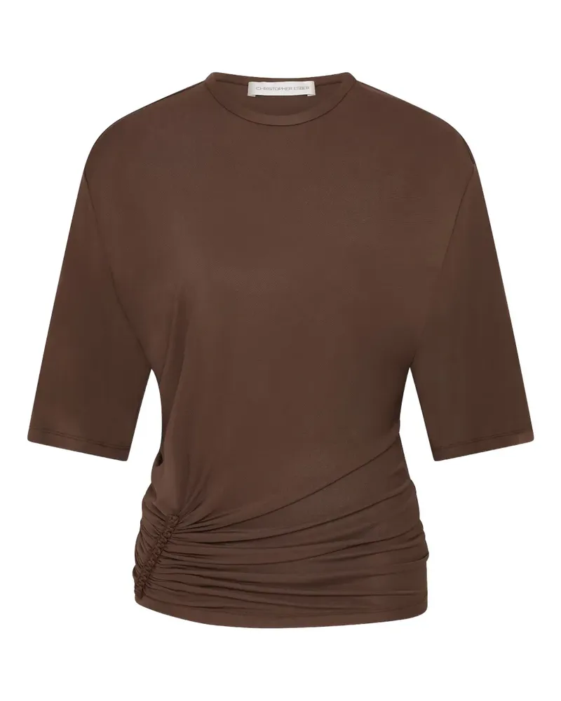 Christopher Esber Gerafftes Shibari Jersey-T-Shirt - Braun Braun