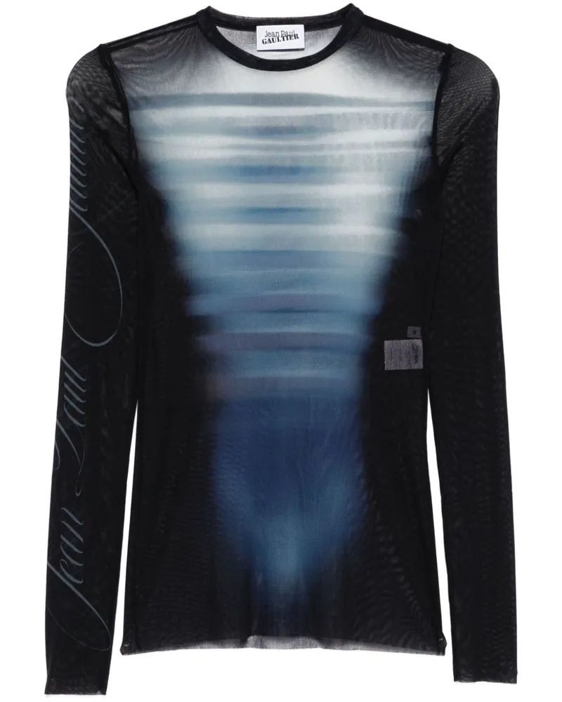 Jean Paul Gaultier Mesh-Oberteil mit Le Male-Print - Blau Blau