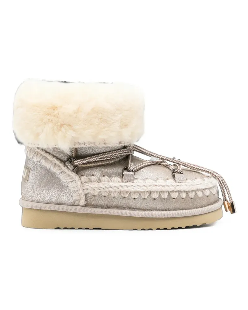 Mou crochet-trim metallic leather ankle boots - Silber Silber