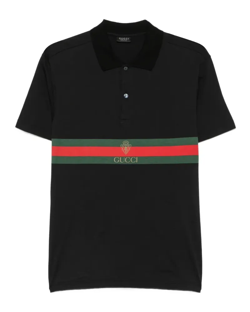 Gucci Logo-Poloshirt mit Webstreifen - Schwarz Schwarz