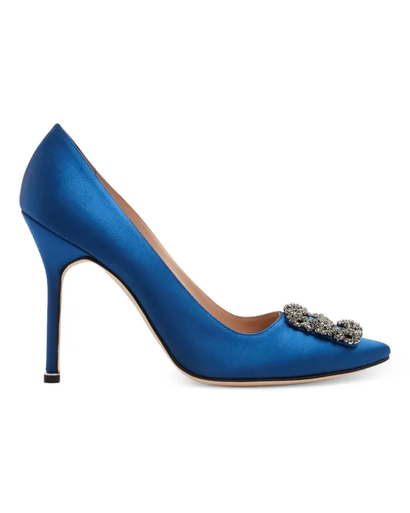 Manolo Blahnik Hangisi crystal-buckle pumps - Blau Blau