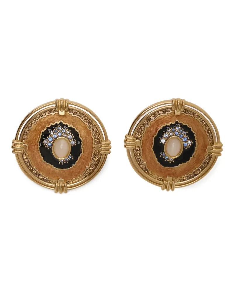 Roberto Cavalli Medaillon-Ohrringe mit Kristallen - Gold Gold