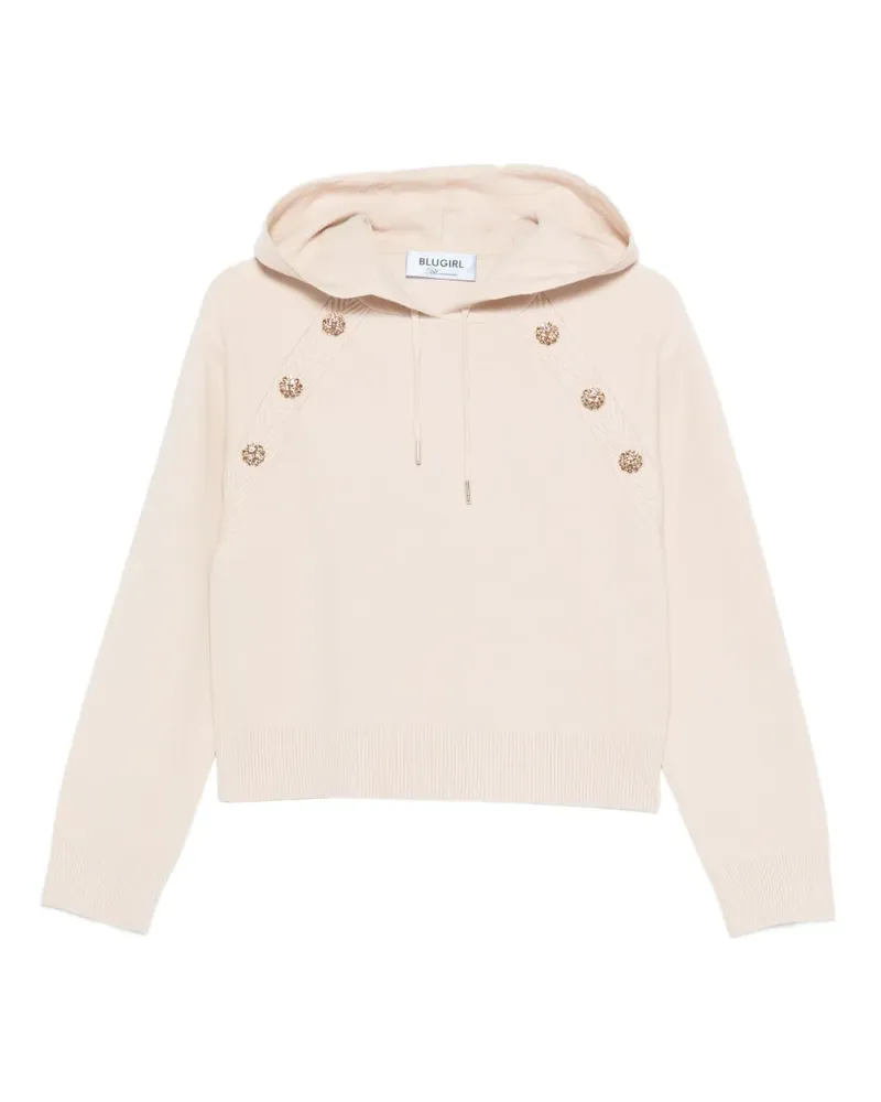 Blumarine button-embellished hoodie - Nude Nude