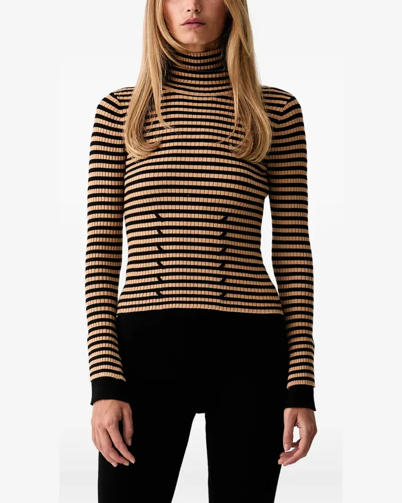 Twin-Set Gestreifter Pullover aus Rippstrick - Schwarz Schwarz