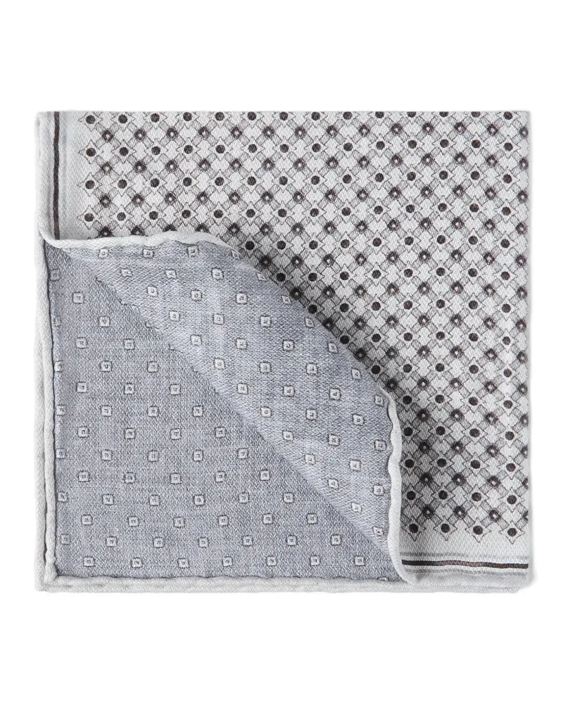 Brunello Cucinelli Gemustertes Einstecktuch aus Seide - Grau Grau