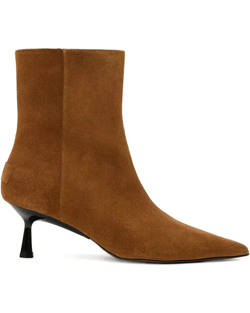 AllSaints 62mm Vivian pointed zip boots - Braun Braun
