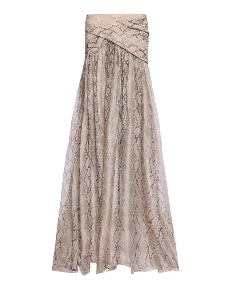 Elie Saab Maxirock aus Seide mit Python-Print - Nude Nude