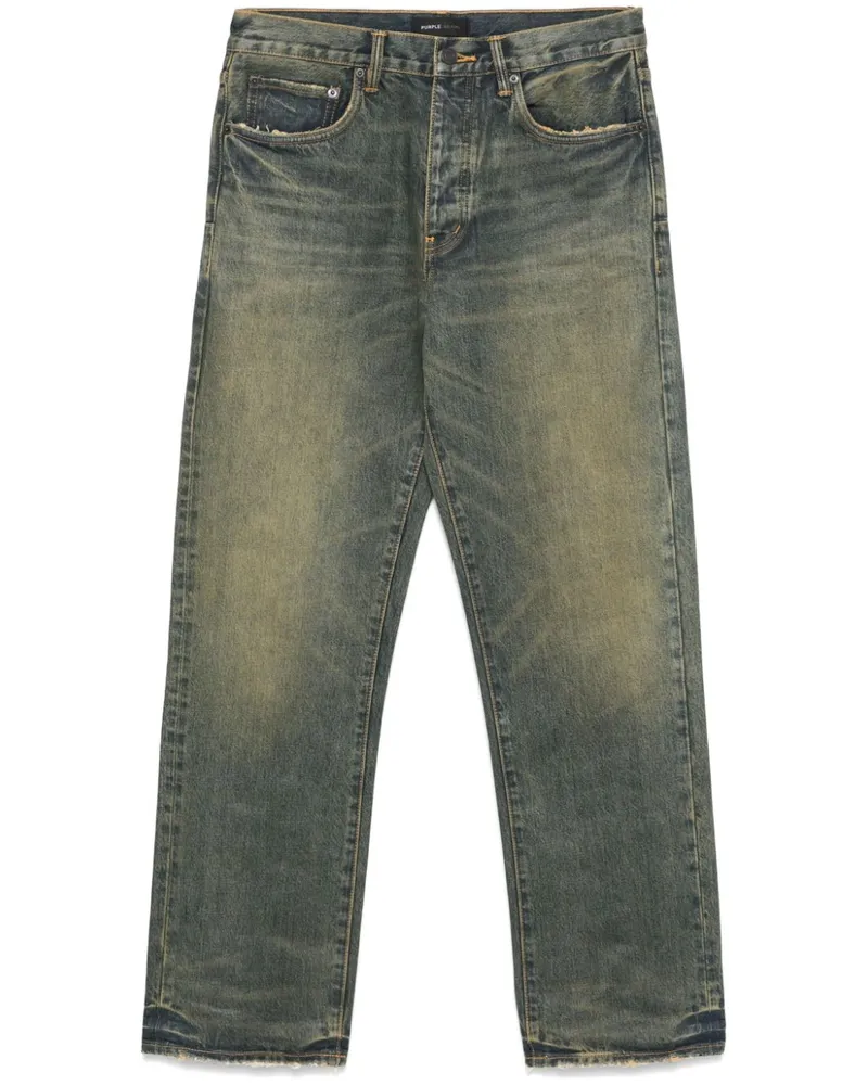 PURPLE BRAND Halbhohe Straight-Leg-Jeans - Blau Blau