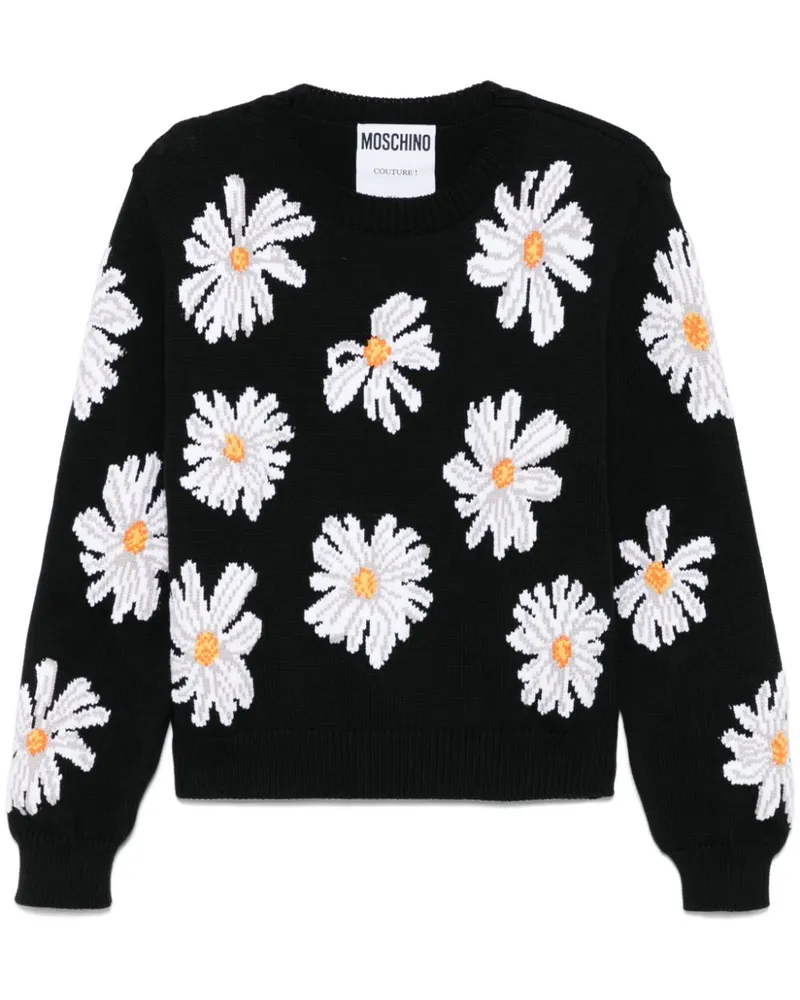 Moschino Pullover mit Blumen-Jacquard - Schwarz Schwarz