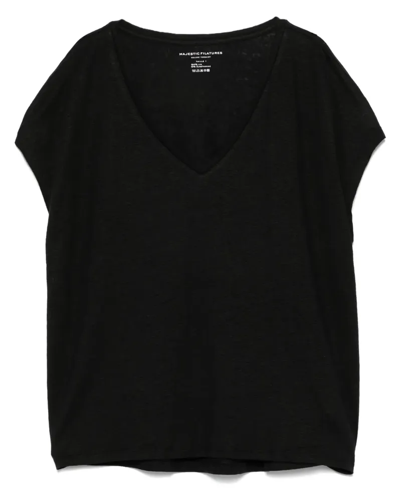 Majestic T-Shirt mit V-Ausschnitt - Schwarz Schwarz