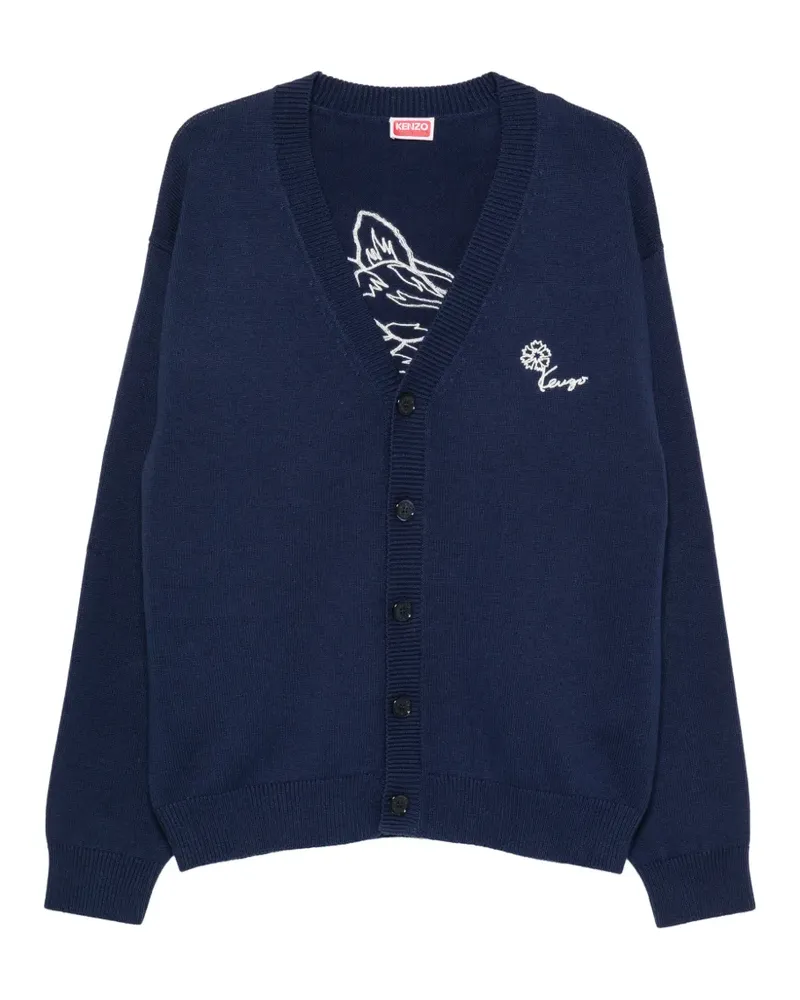 Kenzo floral-embroidered cardigan - Blau Blau
