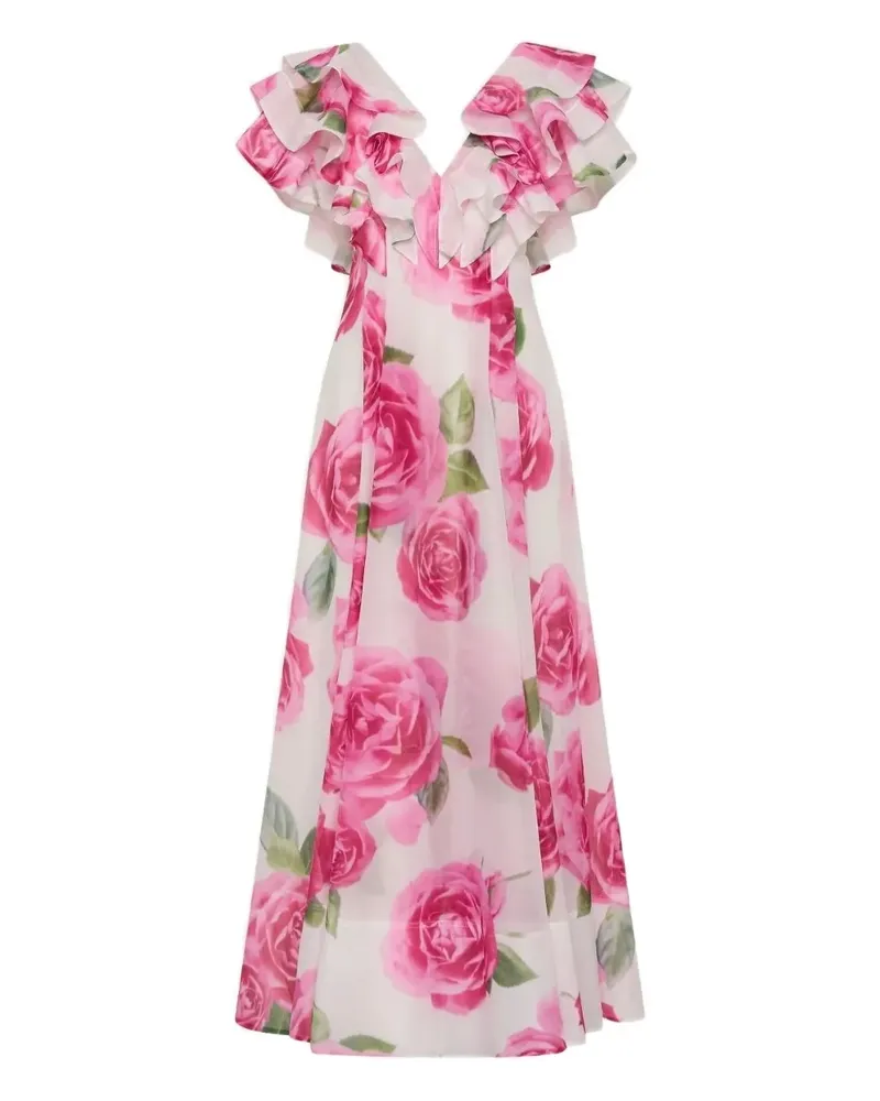 Aje. Olea ruffled floral maxi dress - Weiß Weiß