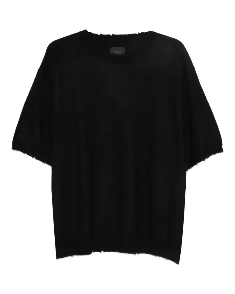 FREI-MUT Keith T-Shirt mit ausgefransten Kanten - Schwarz Schwarz