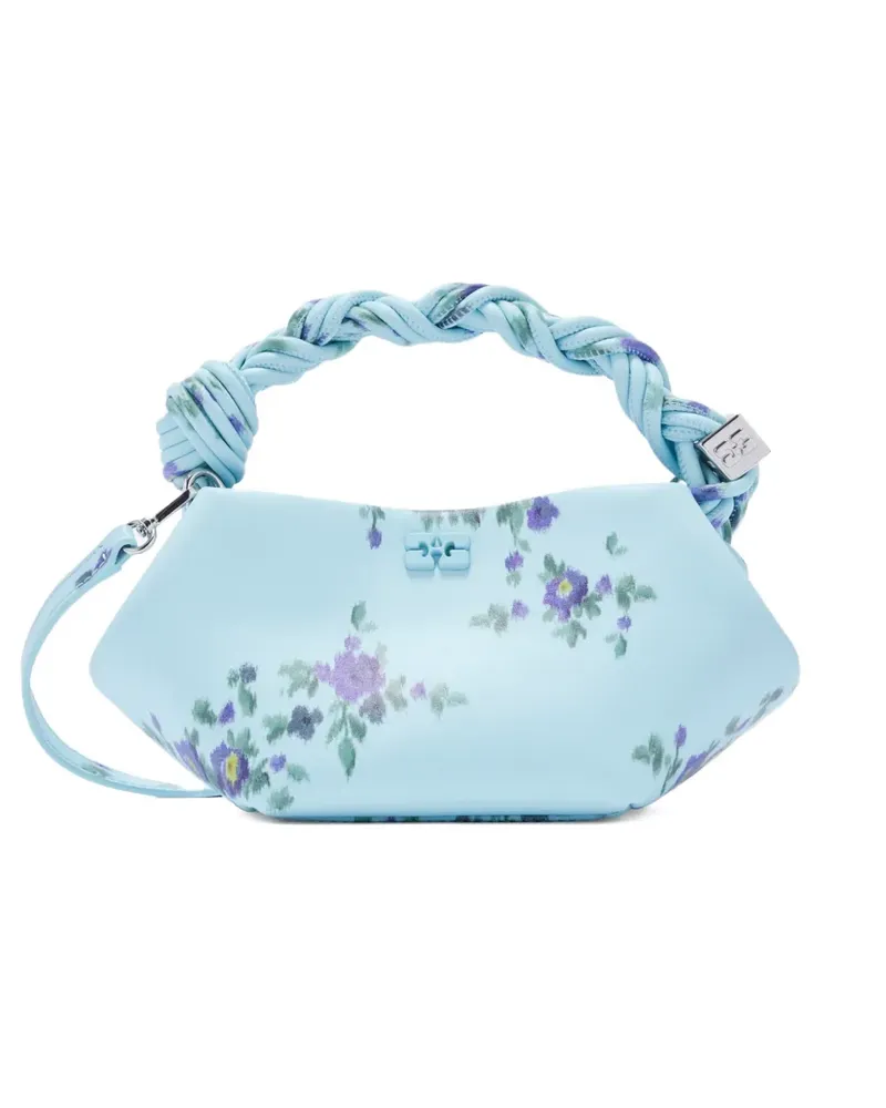 Ganni Mini Bou Umhängetasche mit Blumen-Print - Blau Blau