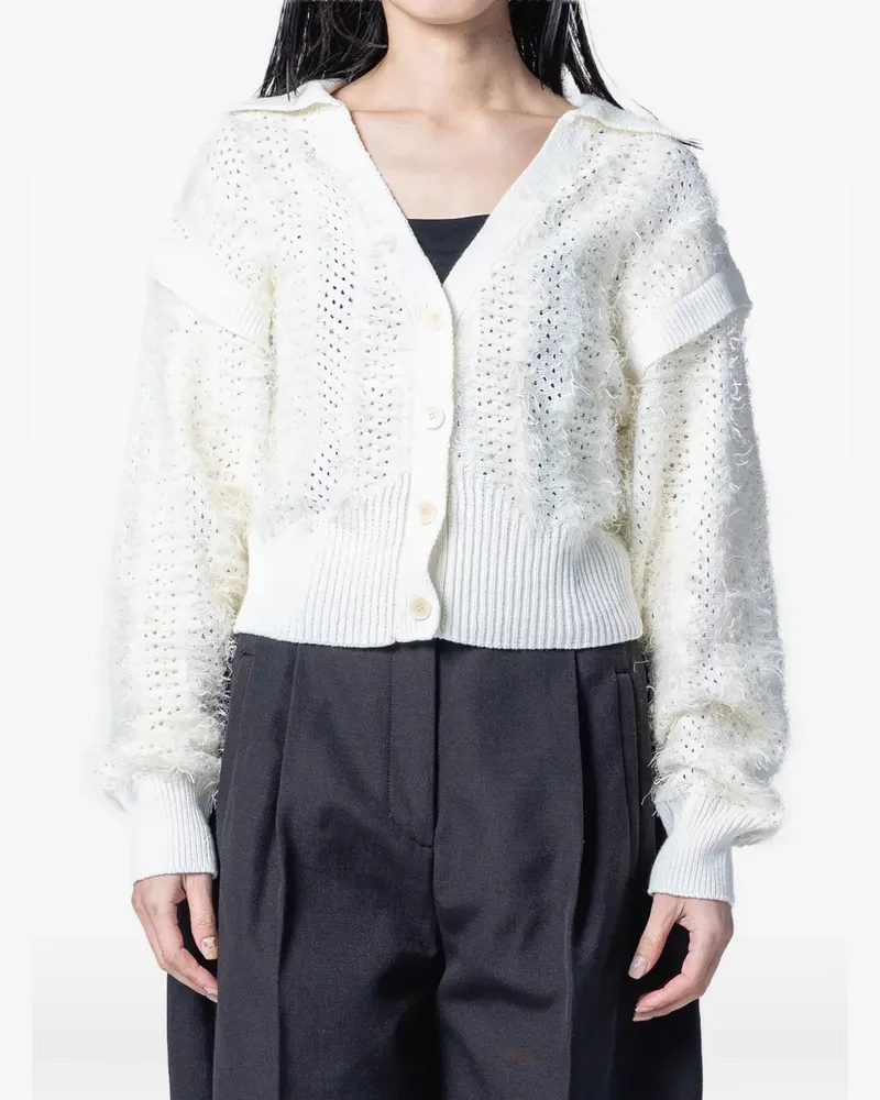 Muller of Yoshiokubo fuzzy V-neck cardigan - Weiß Weiß