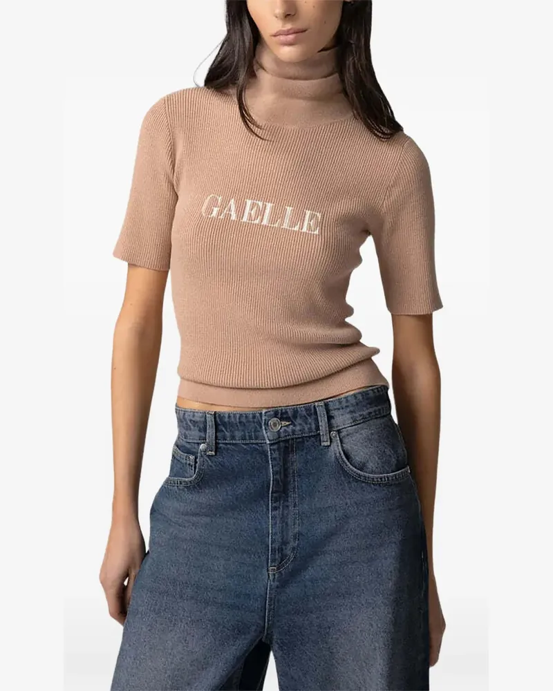Gaëlle Bonheur Geripptes T-Shirt mit Logo-Print - Braun Braun