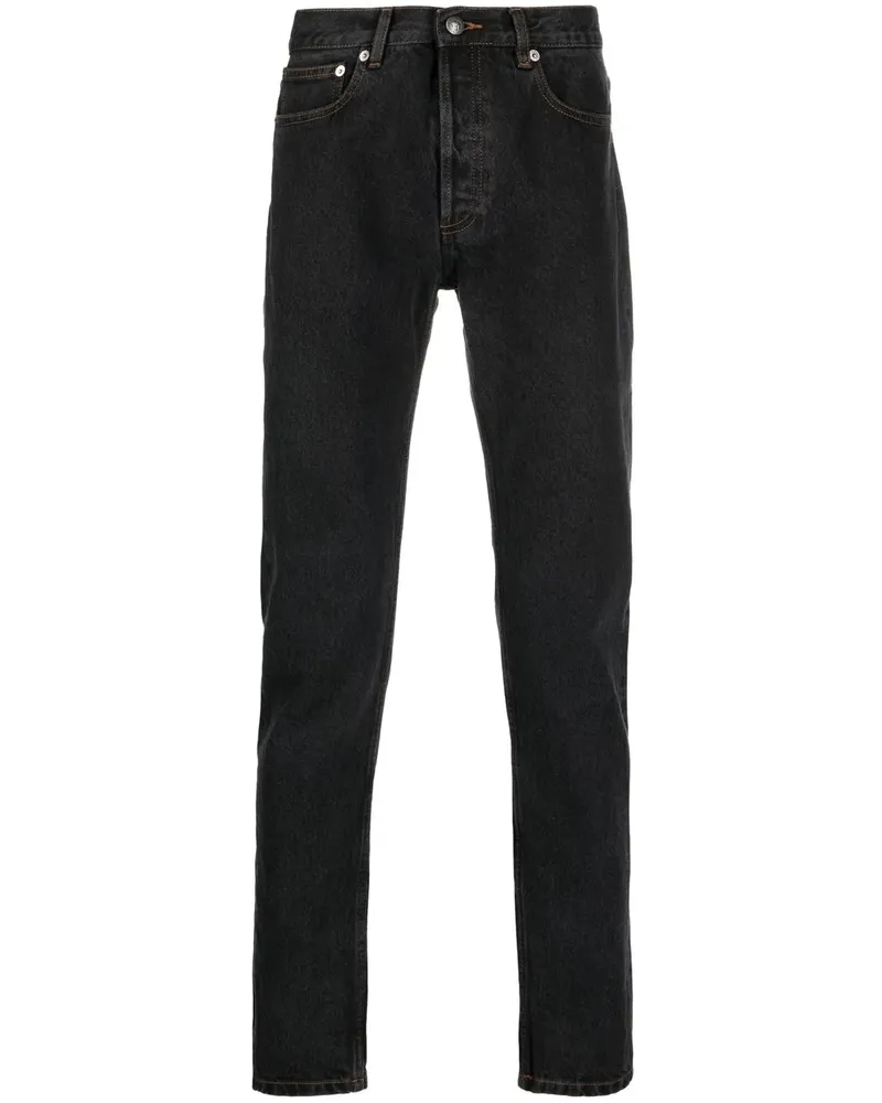 A.P.C. Straight-Leg-Jeans mit Kontrastnähten - Schwarz Schwarz